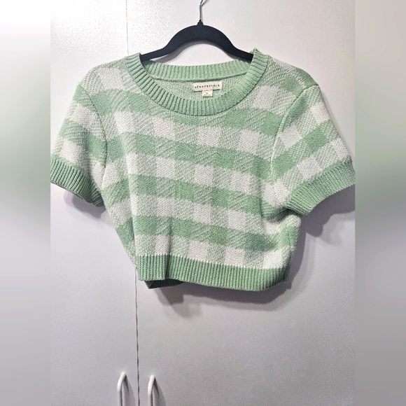 Aeropostale womens white and green plaid top size XL - Picture 1 of 8